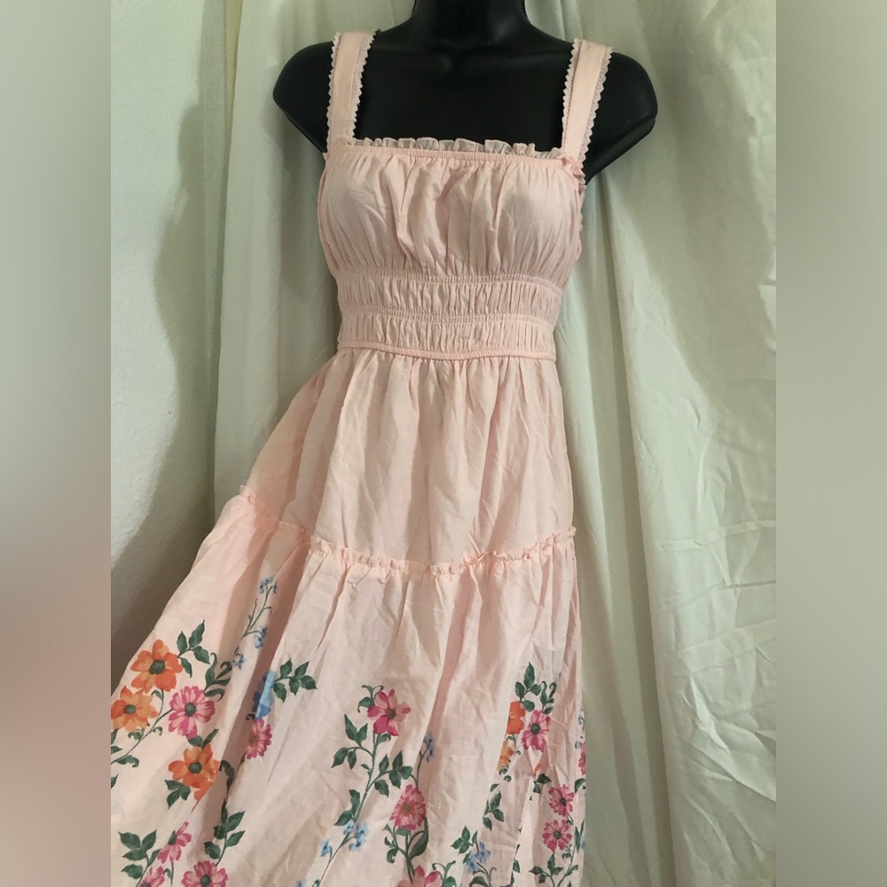 Trixxi floral hem smocked bodice bow strap garden dress size medium brand new - Picture 14 of 16